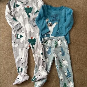 EUC Carter's yeti warm cozy Pajama bundle